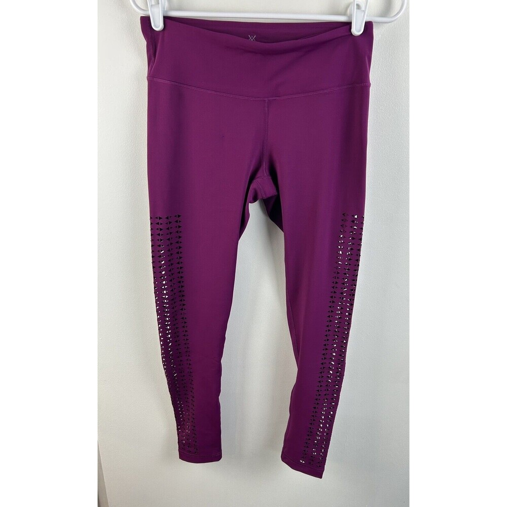 Vina Womens Med Magenta Pink Laser cut Eyelet Active Workout Ankle Leggings